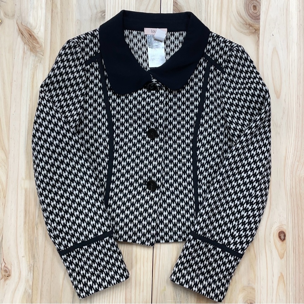 Laurèl Chic Black and White Houndstooth Wool BlendJacket - Sz 6